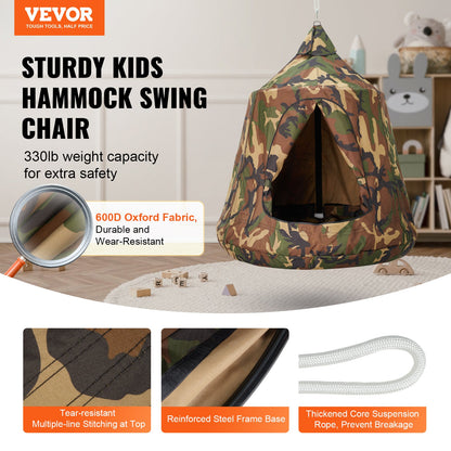 VEVOR Hanging Tree Tent, 330 LBS Capacity Hanging Tent Swing for Indoor and Outdoor Hammock Sensory Swing Chair w/LED