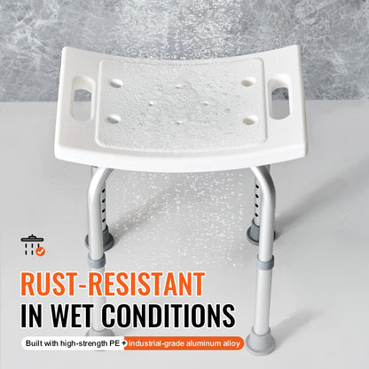 VEVOR Shower Chair, Adjustable Height Shower Stool with Built-in Handles, Shower Seat for Inside Shower or Tub, Non-Slip Bench Bathtub Stool Seat