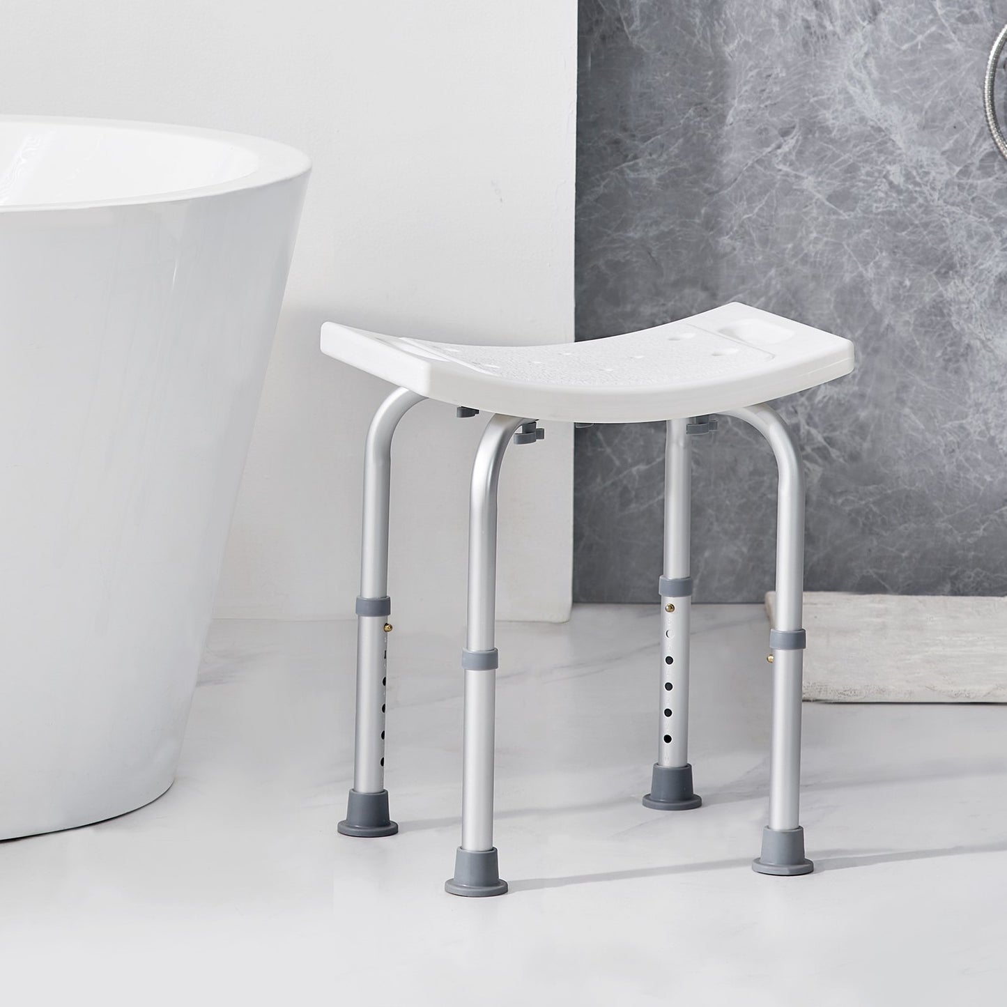 VEVOR Shower Chair, Adjustable Height Shower Stool with Built-in Handles, Shower Seat for Inside Shower or Tub, Non-Slip Bench Bathtub Stool Seat