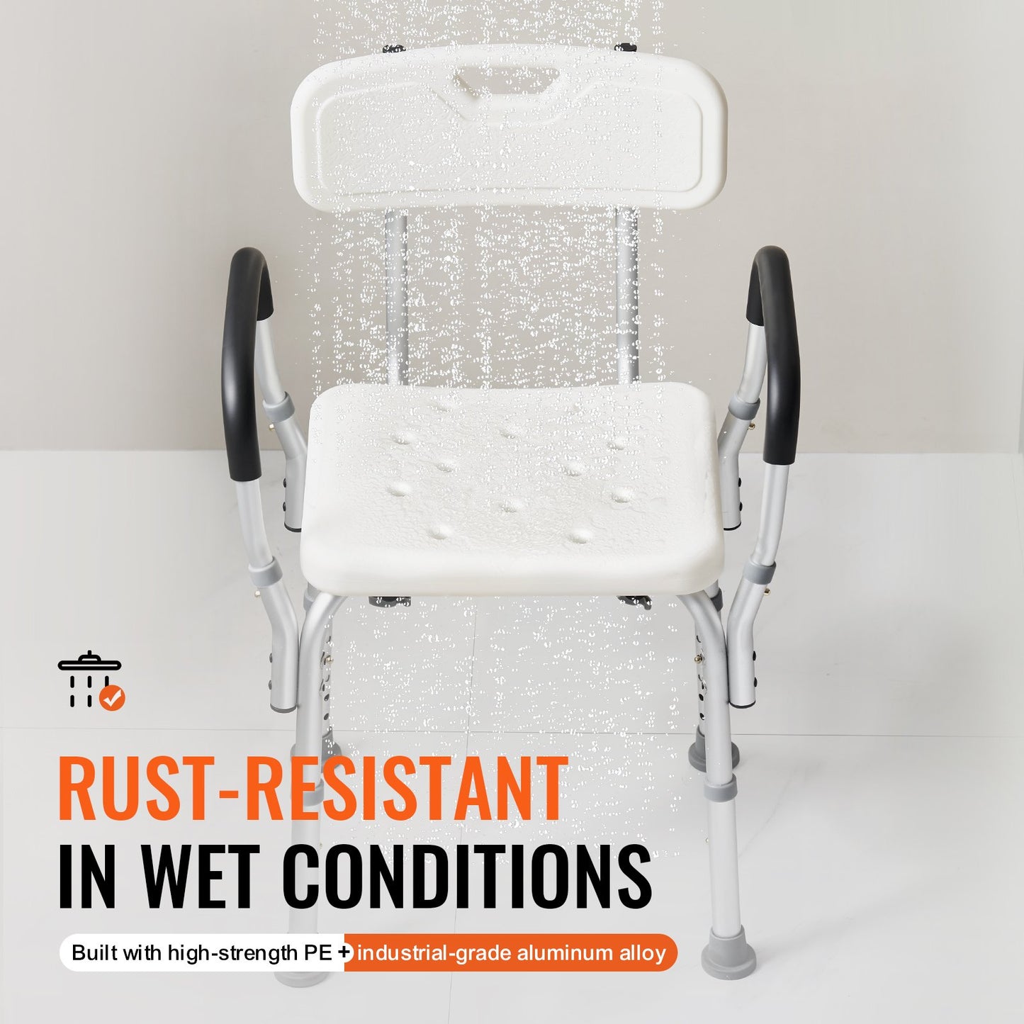 VEVOR Shower Chair, Shower Seat with Back, Adjustable Height Shower Stool, Shower Chair for Inside Shower Bathtub, Non-slip Bathroom Bench Bath Chair