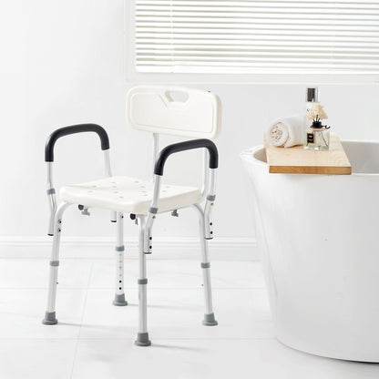VEVOR Shower Chair, Shower Seat with Back, Adjustable Height Shower Stool, Shower Chair for Inside Shower Bathtub, Non-slip Bathroom Bench Bath Chair