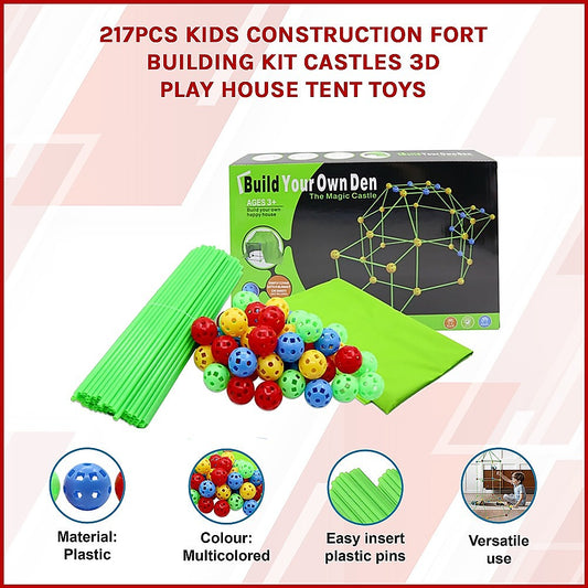 Versatile Construction Set with colourful balls, sticks, and tent cloth – fort building toy for kids