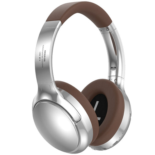 Brown and silver headphones on a white background