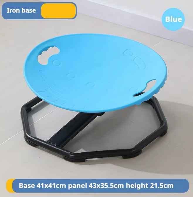 Blue 360 degree sensory spinning chair for kids with stable black base