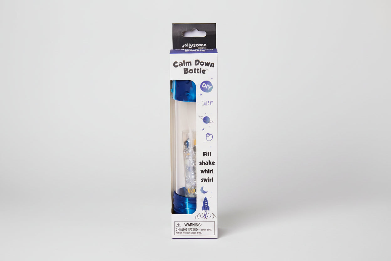 Jellystone Calm Down Bottle packaging with blue cap and white label.